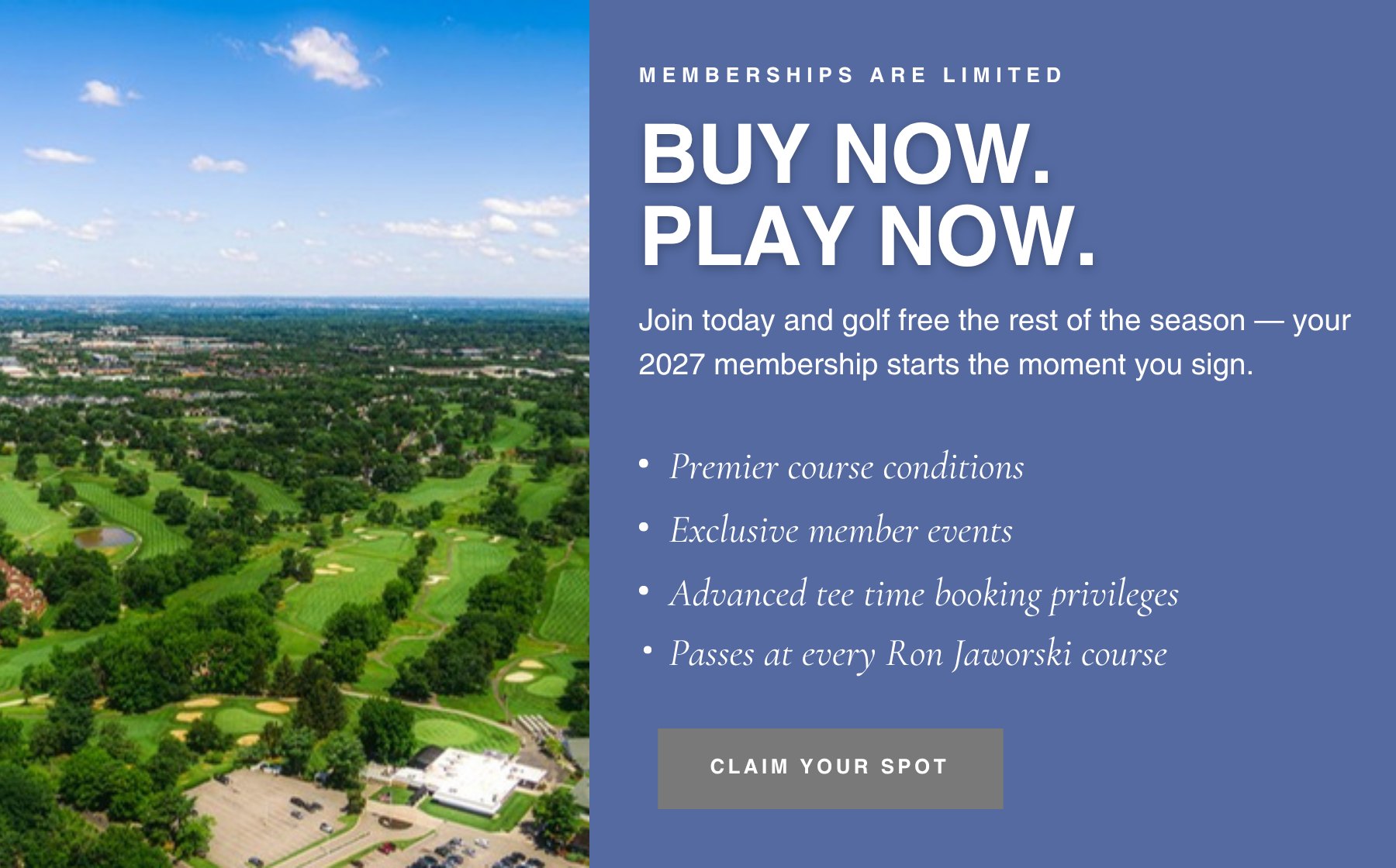 Buy Now, Play Now — join Ramblewood Country Club today and golf free the rest of the season